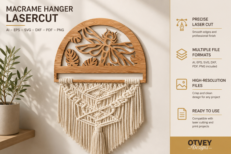 Dragonfly Macrame Hanger Lasercut