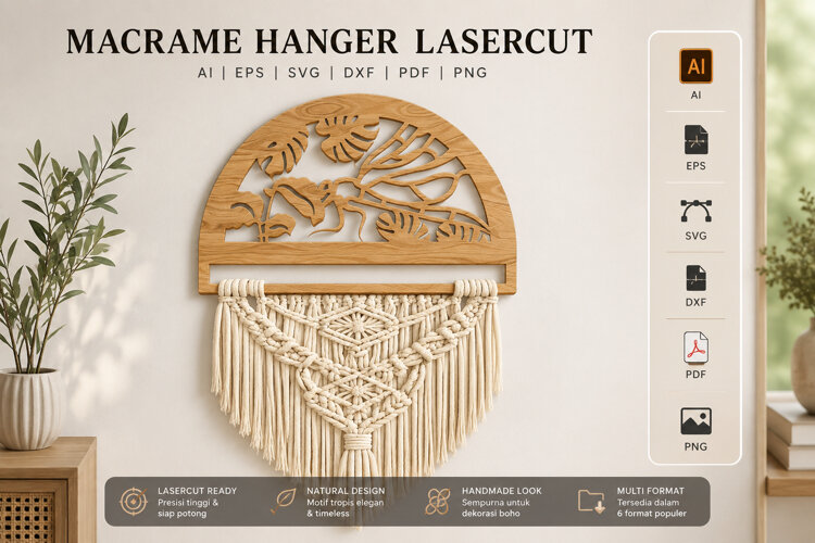 Dragonfly Macrame Hanger Lasercut example image 1