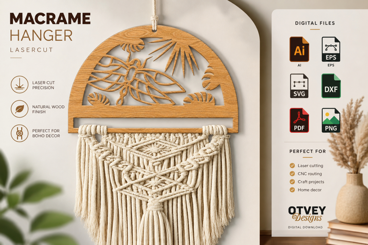 Dragonfly Macrame Hanger Lasercut