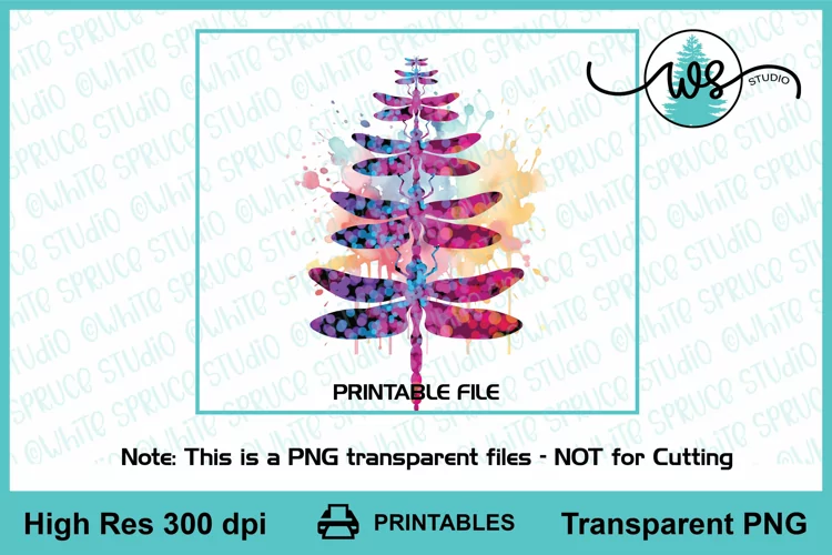 Dragonfly Print, Colorful Dragonful Design Sublimation PNG