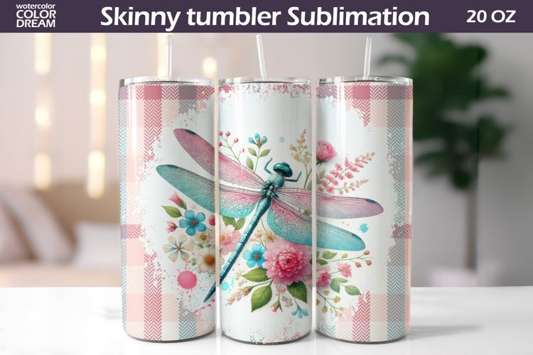 Dragonfly Floral Tumbler Wrap | Floral Tumbler Sublimation