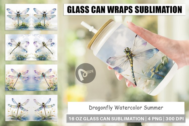 Glass Can Wraps Dragonfly Summer