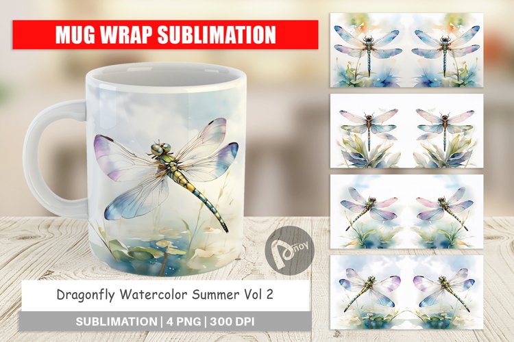Mug Wrap Design Dragonfly Summer