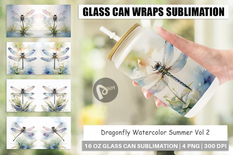 Glass Can Wraps Dragonfly Summer
