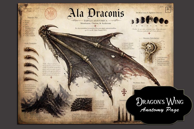 Dragon's Wing - Apothecary Page, Gothic Art example image 1