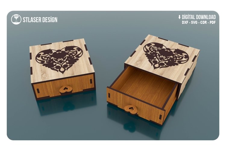 Laser Cut Wood Drawer Jewelry Box, Wooden Gift box
