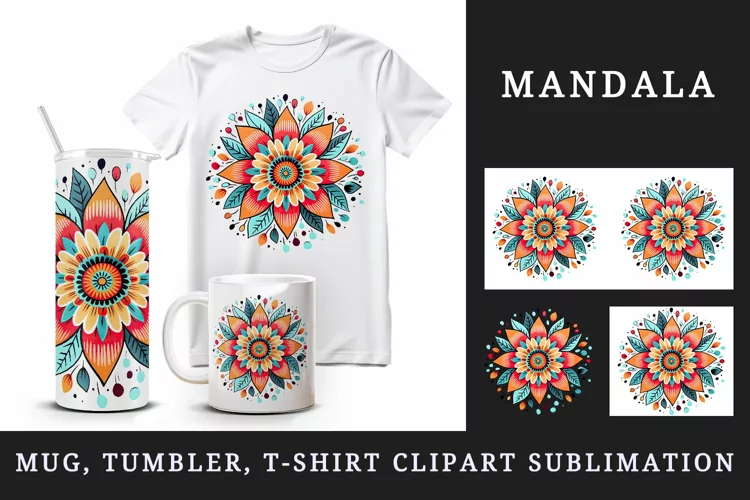 Mandala 20 oz tumbler, mug wrap, clipart sublimation design