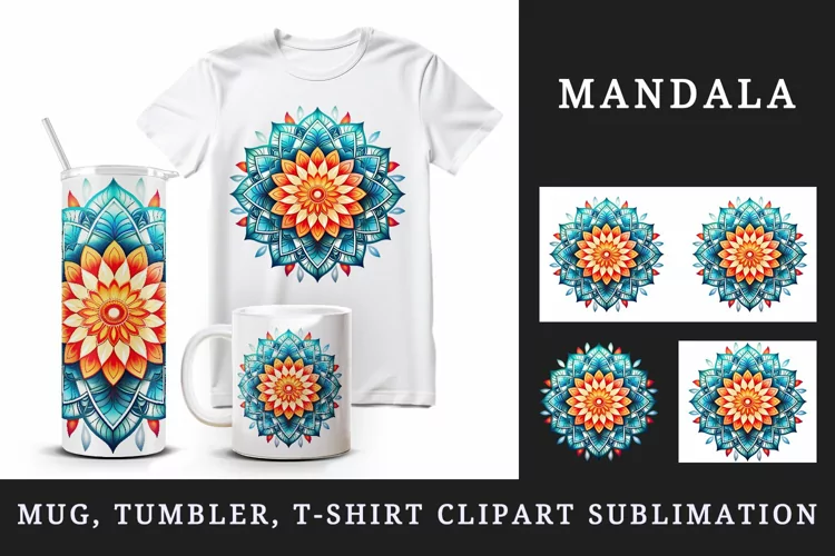 Mandala 20 oz tumbler, mug wrap, clipart sublimation design