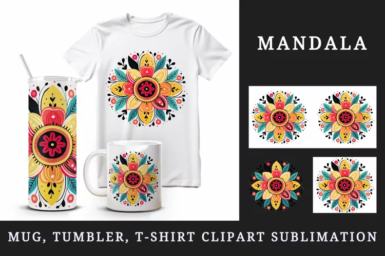 Mandala 20 oz tumbler, mug wrap, clipart sublimation design