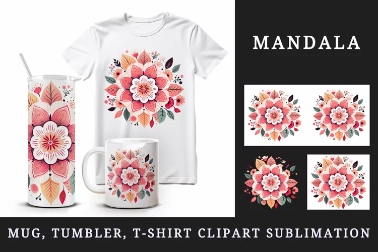 Mandala 20 oz tumbler, mug wrap, clipart sublimation design