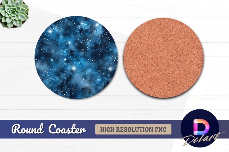 Blue galaxy starscape Round Coaster PNG