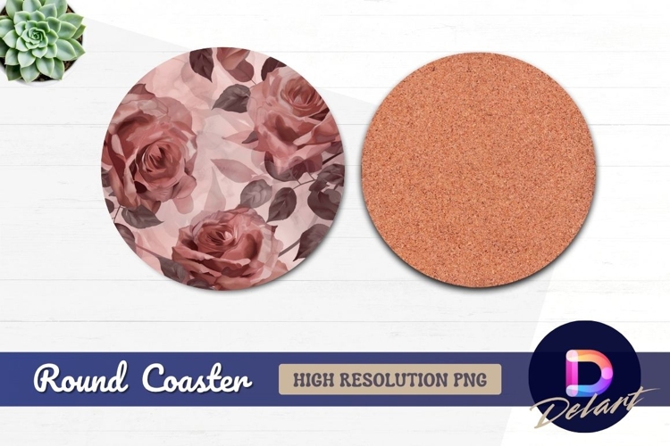 Watercolor roses Round Coaster PNG
