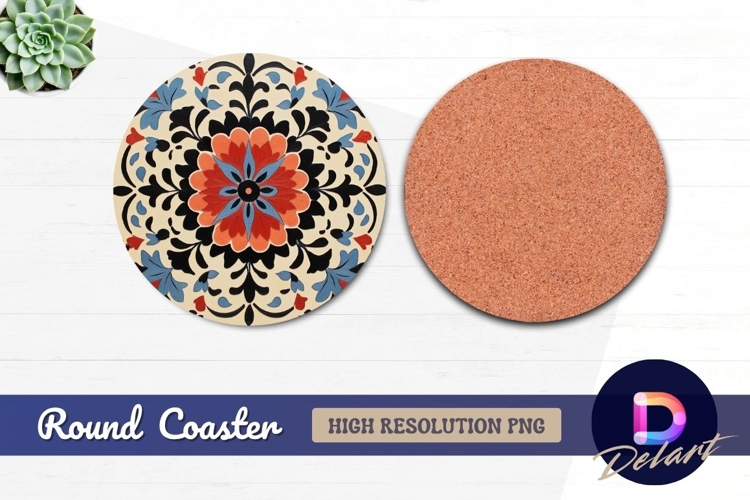 Floral ornament Round Coaster PNG
