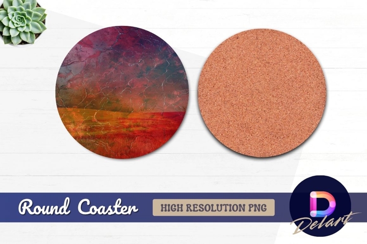 Abstract textured landscape Round Coaster PNG