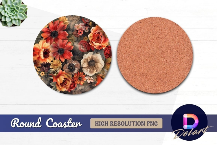 Colorful floral arrangement Round Coaster PNG