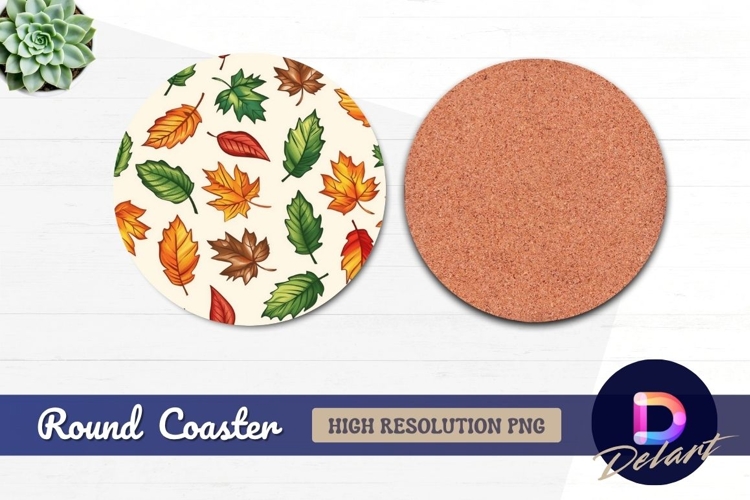 Colorful autumn leaves Round Coaster PNG
