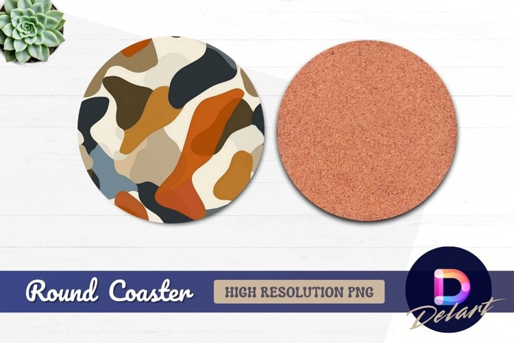 Earthy tones abstract circular Round Coaster PNG