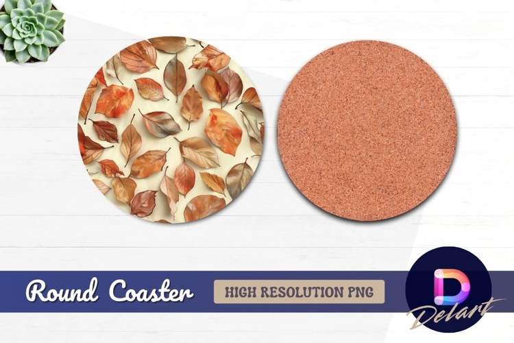 Autumn leaves Round Coaster PNG