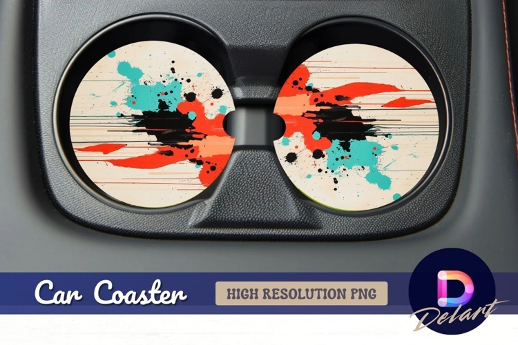 Abstract circular art colorful Round Car Coaster PNG