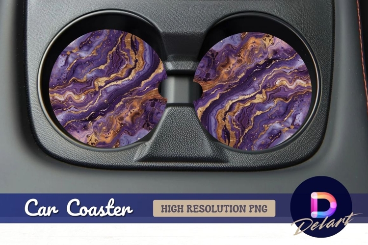 Purple and gold agate Round Car Coaster PNG