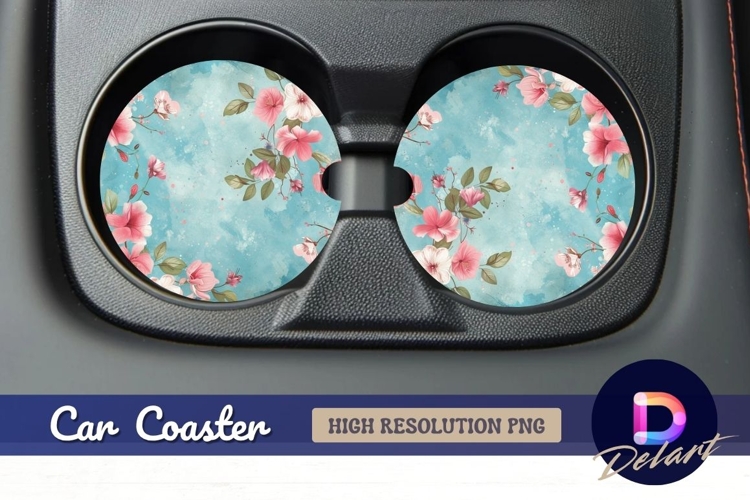 Floral watercolor Round Car Coaster PNG