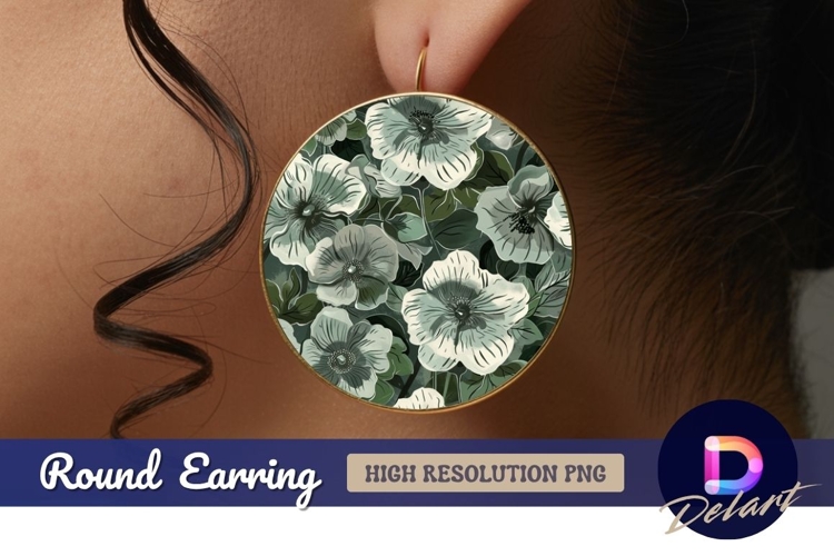 Floral pattern Round Earring PNG