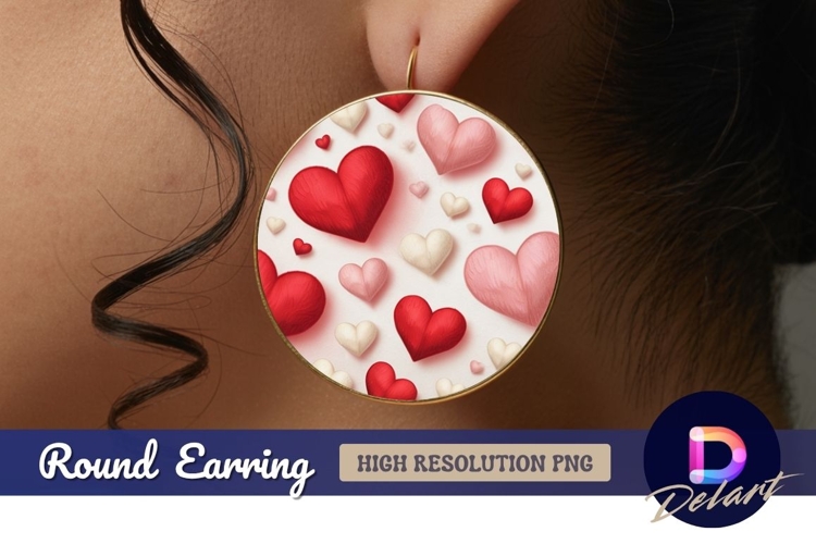 Valentines day colorful heart background round earring png