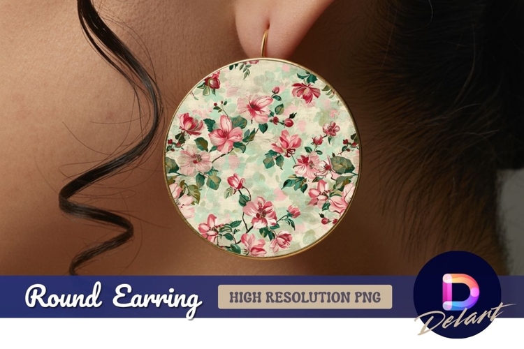 Floral pattern for Round Earring PNG Design
