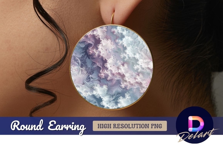 Round abstract art pattern in Round Earring PNG