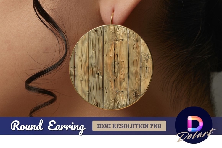 Wooden spool top Round Earring PNG
