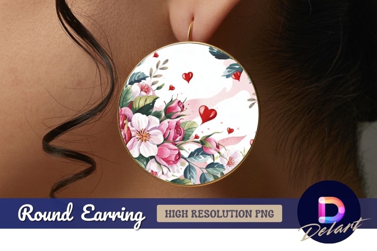 Floral arrangement with hearts Round earring png