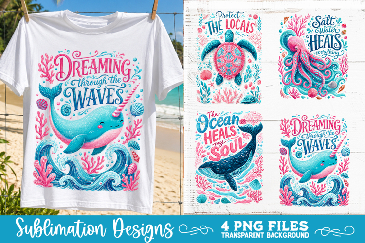 Boho sea creatures sublimation PNG, Ocean creatures 4 PNG