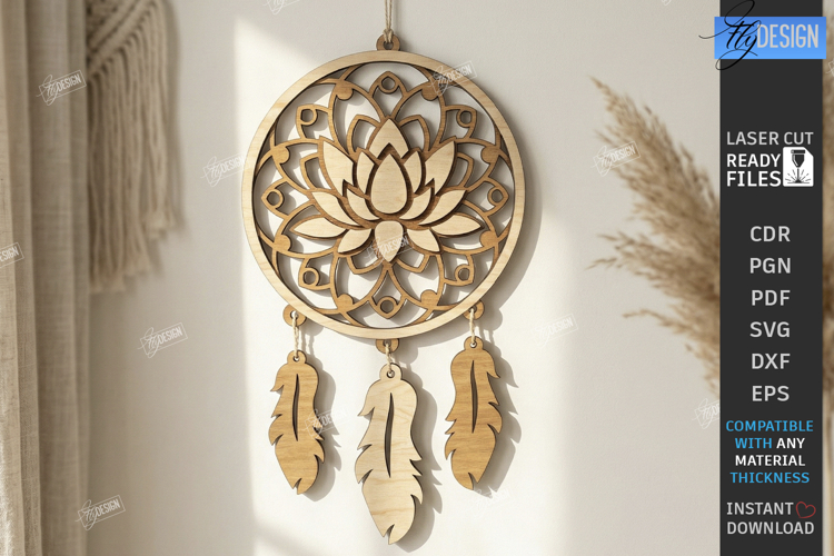 Wooden Dream Catcher Laser Cut | Boho | Wall Hanging Decor example image 1