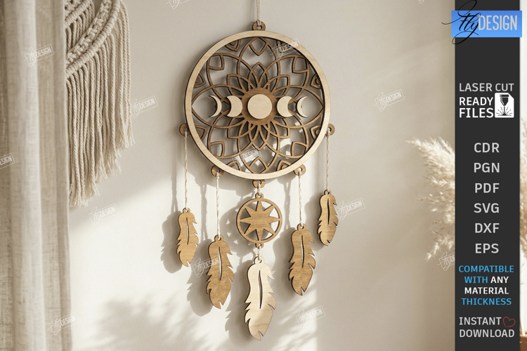Wooden Dream Catcher Laser Cut | Boho | Wall Hanging Decor example image 1