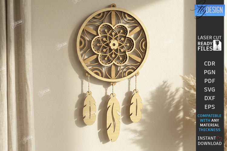 Wooden Dream Catcher Laser Cut | Boho | Wall Hanging Decor example image 1
