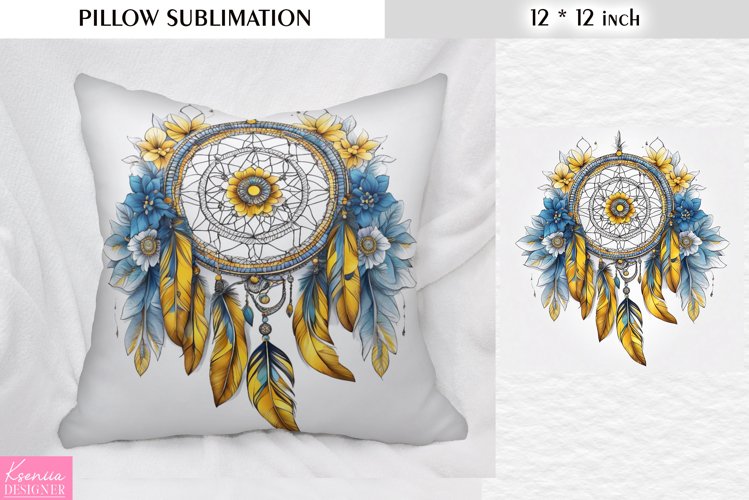 Watercolor Dream Catcher|Vintage Floral Pillow Sublimation