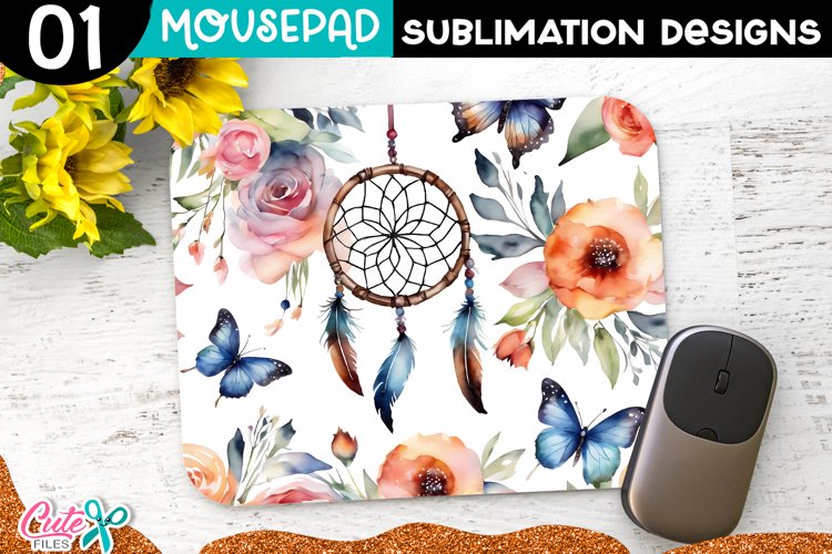 thumbnail image 2 of Native Dream Catcher Wolf Northern Lights Mousepad - Non-Slip Rubber Gaming Mousepad 2 of 10