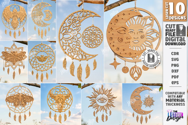 Wooden Dream Catcher Laser Cut Bundle | Boho Wall Hanging