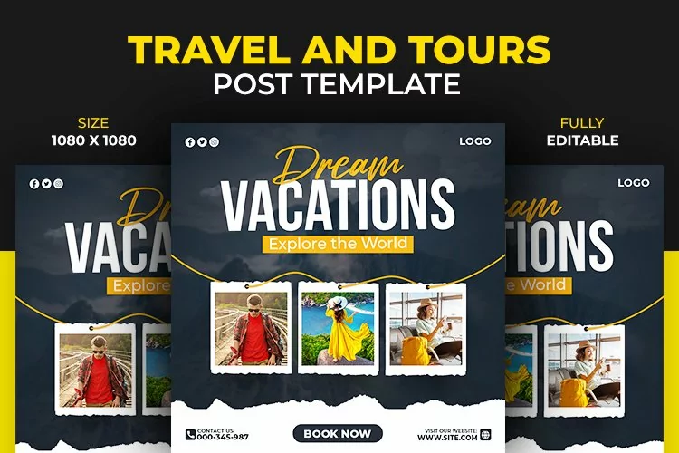 Dream Vacation & Travel and Tours Social Media Post Template