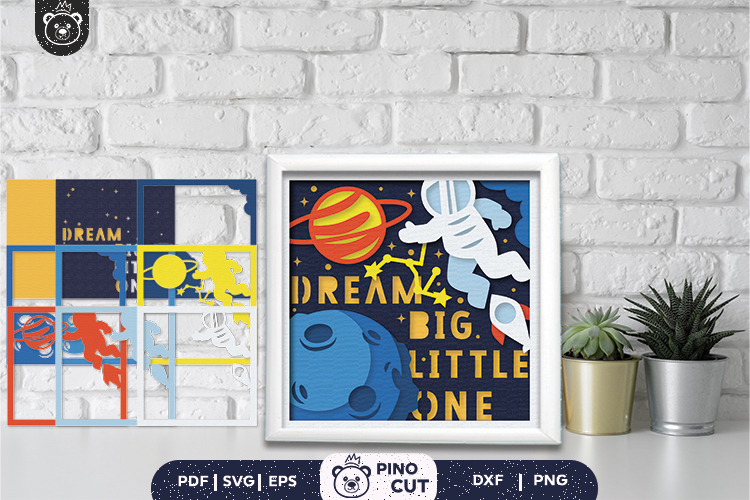 Dream Big Little One 3D Shadow Box SVG | Baby Nursery Moon