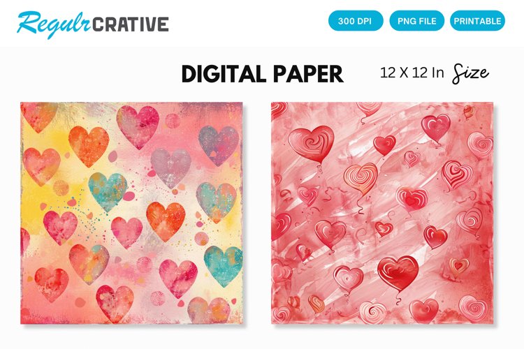 Dreamy Alcohol Ink And Sparkling Hearts Digital Paper