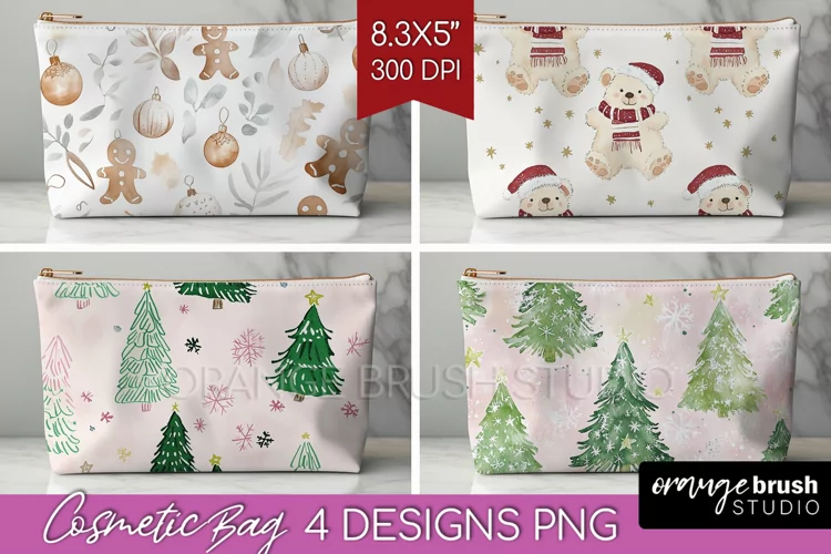 Dreamy Christmas Cosmetic Bag - Christmas Makeup Bag PNG