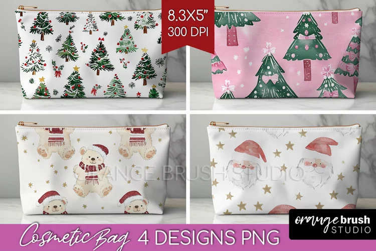 Dreamy Christmas Cosmetic Bag - Christmas Makeup Bag PNG