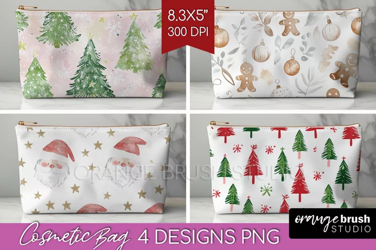 Dreamy Christmas Cosmetic Bag - Christmas Makeup Bag PNG