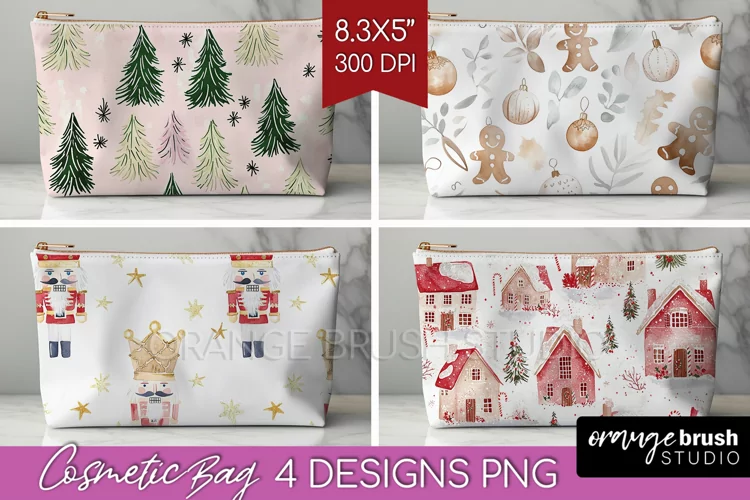 Dreamy Christmas Cosmetic Bag - Christmas Makeup Bag PNG