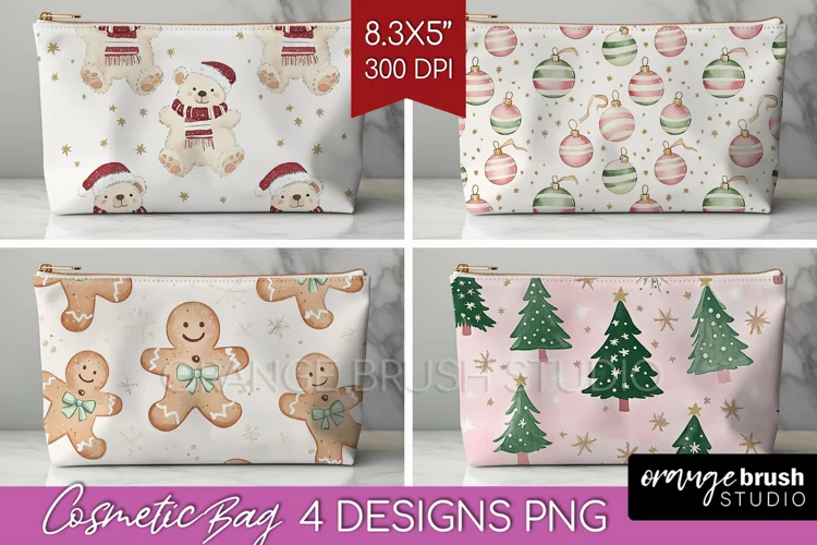 Dreamy Christmas Cosmetic Bag - Christmas Makeup Bag PNG