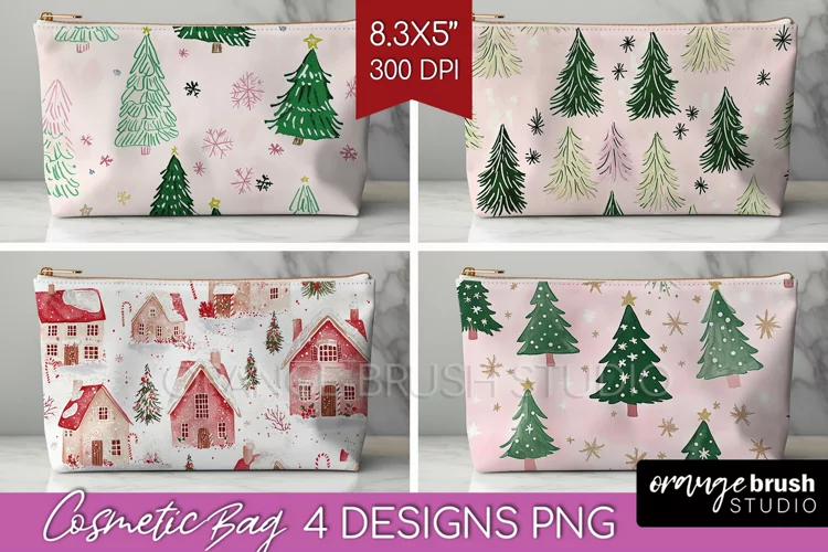 Dreamy Christmas Cosmetic Bag - Christmas Makeup Bag PNG