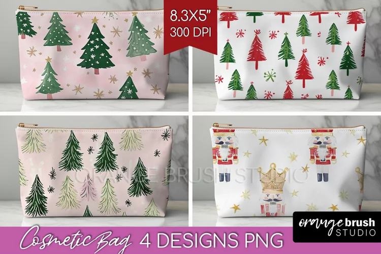 Dreamy Christmas Cosmetic Bag - Christmas Makeup Bag PNG