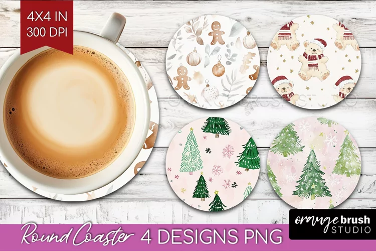 Dreamy Christmas Round Coaster - Christmas Coaster PNG