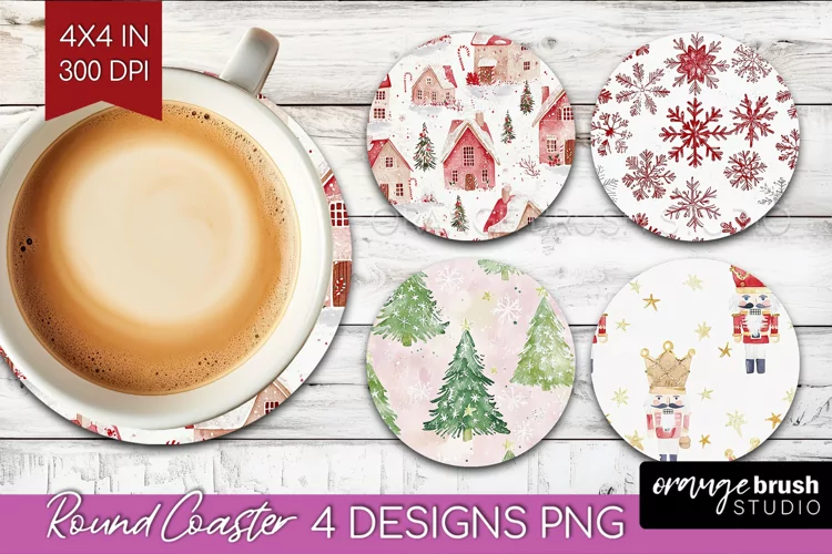 Dreamy Christmas Round Coaster - Christmas Coaster PNG